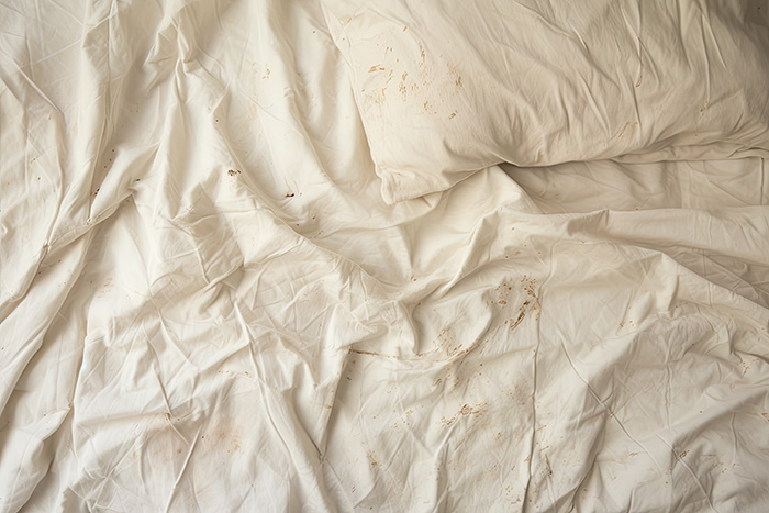 Présence de taches de sang sur un matelas
