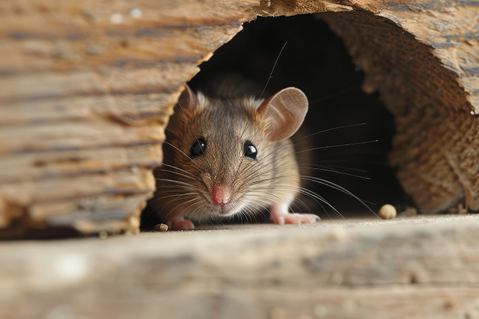 Un rat repéré dans un trou.