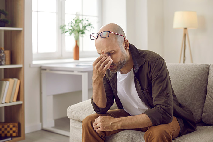 Homme épuisé a cause des punaises de lit