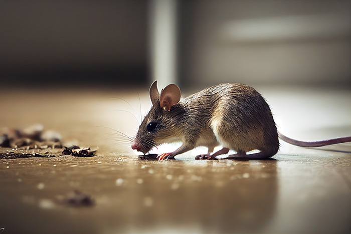 Une souris grise aperçue à l'intérieur d'une maison